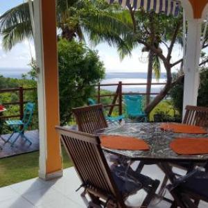 House with 2 bedrooms in Vieux Habitants with wonderful sea view enclosed garden and WiFi 2 km from the beach Guadeloupe 